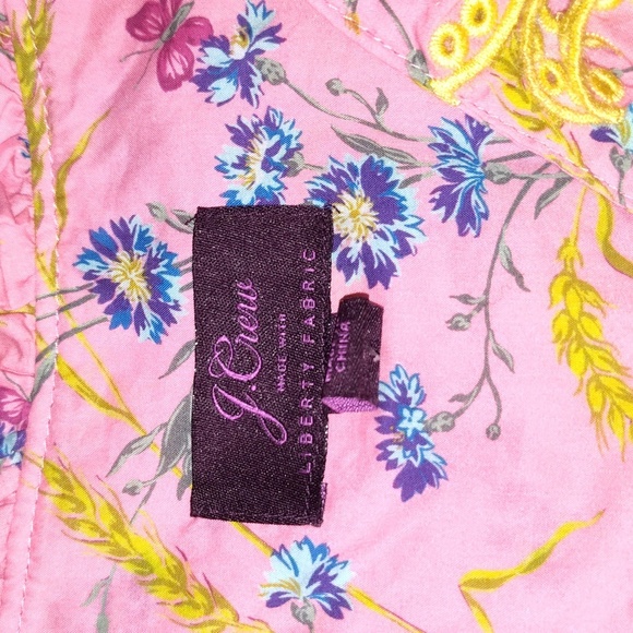 J. Crew Liberty Fabric Pink Cotton Floral Wheat Bouquet Ruffled size medium - Picture 5 of 11